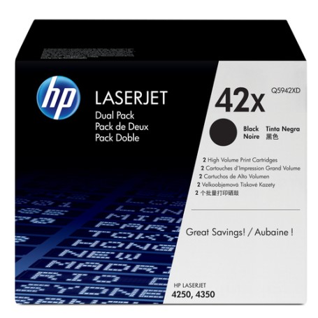 HP 42X 2-pack High Yield Black Original LaserJet Toner Cartridges with Smart Printing Technology cartuccia toner 2 pz  (Q5942XD)