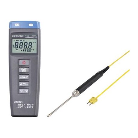 VOLTCRAFT K102 + TP 207 Temperatur-Messgerät -200 bis +1370 °C Fühler-Typ K