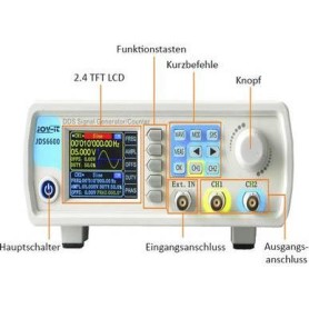Joy-it JDS6600-LITE Funktionsgenerator netzbetrieben 15 MHz - 0.01 µHz 2-Kanal Dreieck, Rechteck, Signal, Sinus, Lorentzkurve, 