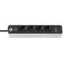 Brennenstuhl 1153240126 prolunghe e multiple 1,5 m 4 presa(e) AC Interno Nero, Bianco
