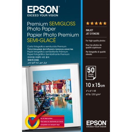 Epson Premium Semi-Gloss Photo Paper - 10x15cm - 50 Fogli (C13S041765)