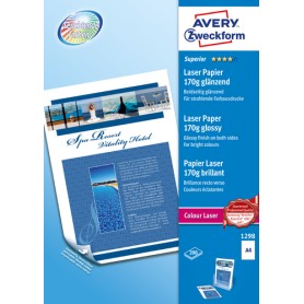 Avery Premium Colour Laser Photo Paper 170 g/m² carta inkjet A4 (210x297 mm) Lucida Bianco (1298)