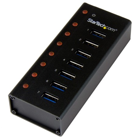 StarTech.com HUB USB 3.0 a 7 porte con case metallico - Perno e concentratore USB 3.0 desktop/montabile a parete (ST7300U3M)