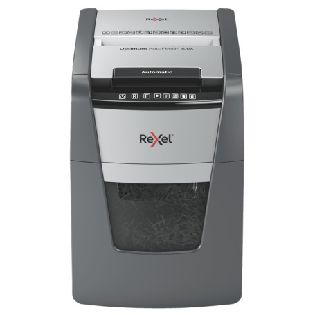 Rexel Optimum AutoFeed+ 100X distruggi documenti Triturazione incrociata 55 dB 22 cm Nero, Grigio (2020100XEU)