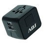 ADATTATORE UNIVERSALE TRAVEL BK US/EU/AUS/UK PLUGS 2*USB PORTS (110-00114)
