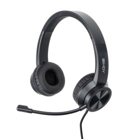 Lindy 20439 cuffia e auricolare Cablato Casco Ufficio USB tipo A Nero