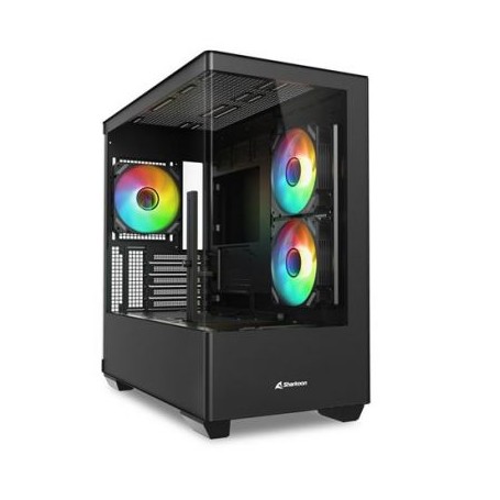 CASE M-ATX Curve Glass Panel,2x U3, 1x Type-C,TRRS (ELITE SHARK CM100 BLACK)