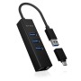 ICY BOX IB-HUB1419-LAN USB 3.2 Gen 1 (3.1 Gen 1) Type-A 5000 Mbit/s Nero (60844)