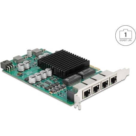 Delock PCI Express x4 Netzwerkkarte Gigabit LAN 4 x RJ45 mit PoE+ i350 (86097)