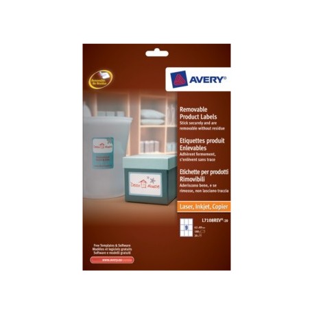 Avery Removable Product Labels Bianco (L7108REV-20)
