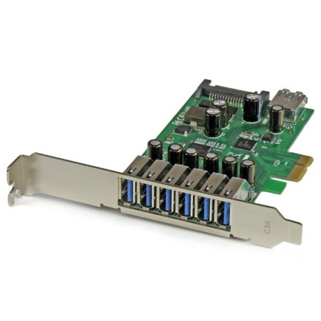 StarTech.com Scheda Espansione PCI Express USB 3.0 a 7 porte con profilo basso e standard - alimentazione SATA (PEXUSB3S7)
