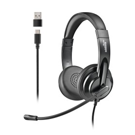 NGS VOX605 USB-C Auricolare Cablato A Padiglione Musica e Chiamate USB tipo-C Nero (VOX605USBC)