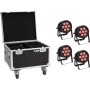 EUROLITE Set 4x LED IP PAR 7x8W QCL Spot + Case mit Rollen (20000877)