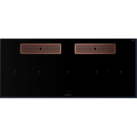 Küppersbusch KMI 12850.0 SR-S S7, ventilazione downdraft da 118 cm, senza cornice, manopole nere, griglia in rame