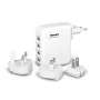 Hamlet Travel Charger Alimentatore USB da parete 4 porte con adattatori per 150 paesi (XPWC420TRAV)