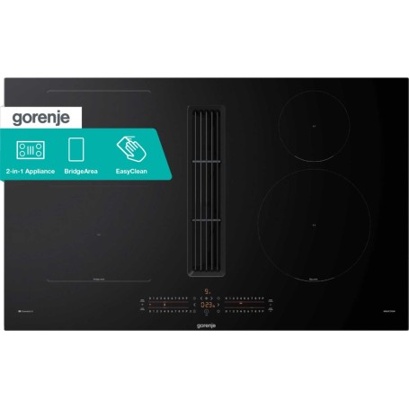 Gorenje GEH8432BSCWF - Piano cottura a induzione da 83 cm con cappa aspirante  - EasyClean, AutoAdjust, ZoneSlide