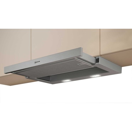 Neff D46BR22X2 Cappa aspirante a schermo piatto - N30, argento metallizzato, aria di ricircolo/scarico, 60 cm