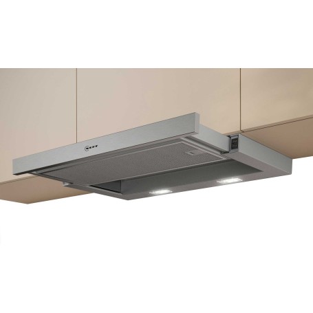 Neff D46BR12X7 Cappa aspirante a schermo piatto - N30, argento metallizzato, aria di ricircolo/scarico, 60 cm