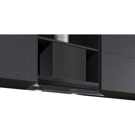Siemens LJ67BDP60 , iQ500, Cappa di design integrata, 60 cm, vetro trasparente con stampa nera opaca, Classe : A