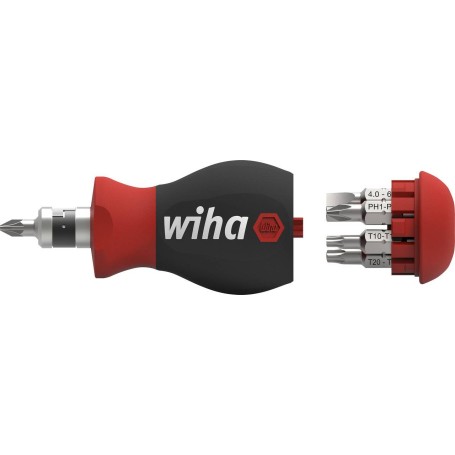 Schraubendreher Stubby 1/4", mit Bit Magazin (schwarz/rot, Stubby mit 7 Doppelbits) (43613)