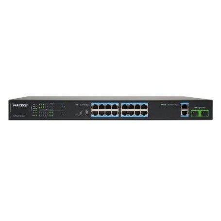 VULTECH SWITCH 16 PORTE POE+ 10/100 FE + 2 PORTE + 2 PORTE UPLINK 10/100/1000 GE + 2 PORTE UPLINK S (VS-POE2164GE-200W)