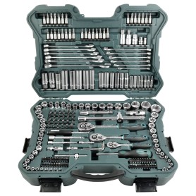 BRÜDER MANNESMANN Steckschlüsselsatz, 215-teilig bestehend aus: 3 x Umschaltknarre (1/2", 1/4" & 3/8"), - 1 Stück (98430)