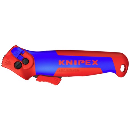Abmantelungsmesser 16 50 145 SB, Abisolier-/ Abmantelungswerkzeug (rot/blau, mit Ratschenfunktion)