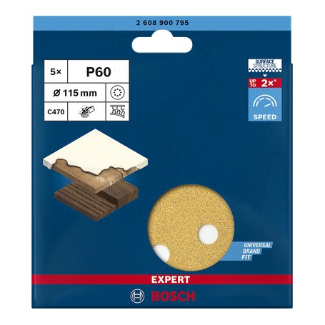 Expert C470 Schleifblatt,  115mm, K60 (5 Stck, fr Exzenterschleifer) (2608900795)