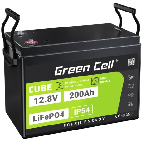 Green Cell CUBE LiFePO4 Spezial-Akku LiFePo-Block Schraubkontakt Li-Ion 12.8 V 200 (GC-LFPGC12V200AH)