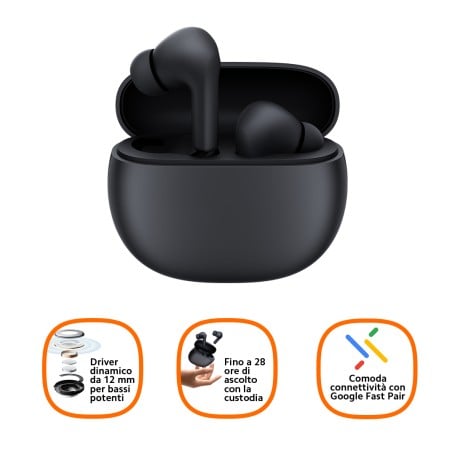 Xiaomi Redmi Buds 4 Active Auricolare True Wireless Stereo (TWS) In-ear Musica e Chiamate Bluetooth Nero (BHR6992GL)