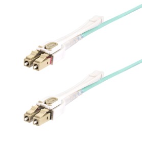 StarTech.com Cavo in fibra ottica multimodale OM4 LC a LC (UPC) con linguette push-pull, 10m, 50/125µm, Reti 100G, Insensibile  (450FBLCLC10PP)