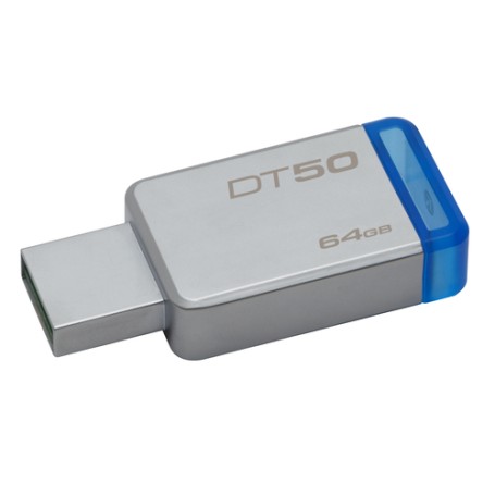 Kingston Technology DataTraveler 50 64GB unità flash USB USB tipo A 3.2 Gen 1 (3.1 Gen 1) Blu, Argento (DT50/64GB)