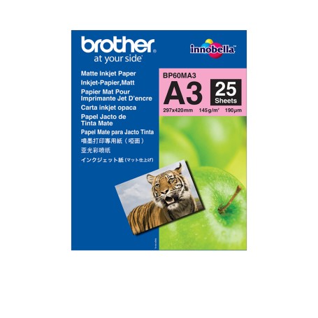 Brother BP60MA3 Inkjet Paper carta inkjet A3 (297x420 mm) Opaco 25 fogli Bianco (BP60MA3)