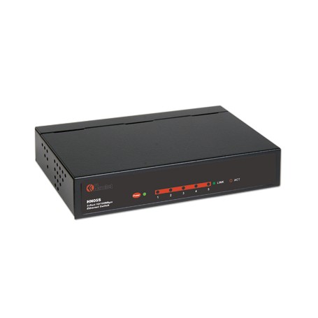 Hamlet Switch di rete a 5 porte sistema automatico per riconoscimento velocità 10/100 Mbps in metallo (HN05S)