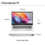 HP Chromebook 14a-nf0019nl Intel® N N100 35,6 cm (14") HD 4 GB LPDDR5-SDRAM Wi-Fi 6E (802.11ax) ChromeOS Argento (BX9C5EA#ABZ)