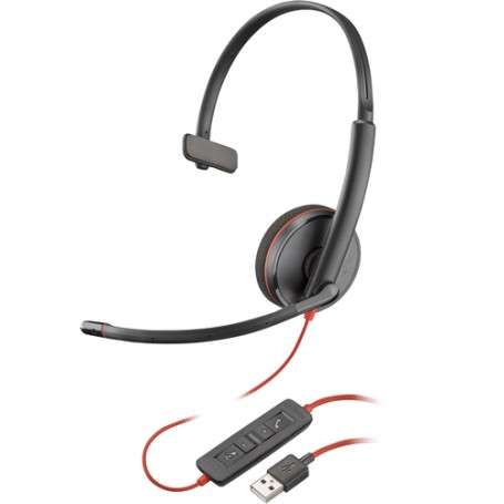 POLY Blackwire 3210 Auricolare Cablato A Padiglione Ufficio USB tipo A Nero (80S01A6)