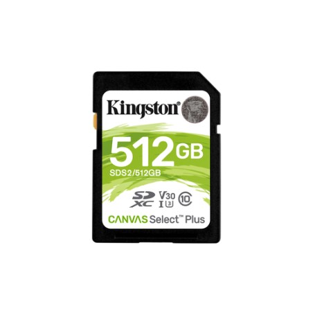 Kingston Technology Scheda SDXC Canvas Select Plus 100R C10 UHS-I U3 V30 da 512GB (SDS2/512GB)