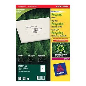Avery QuickPEEL etichetta autoadesiva Bianco 100 pz (LR7167-100)