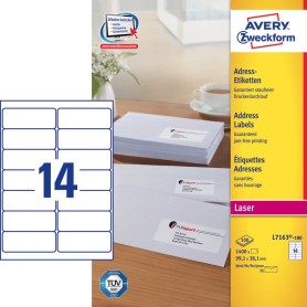 Avery L7163-100 etichetta autoadesiva Rettangolo con angoli arrotondati Permanente Bianco 1400 pz (L7163-100)