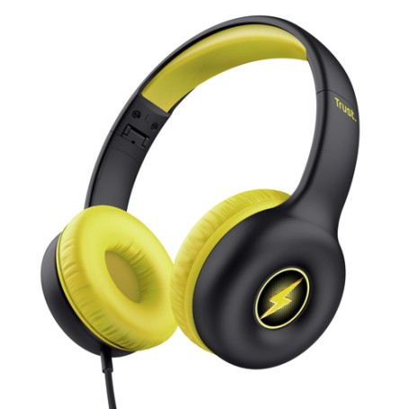 Trust Nouna Auricolare Cablato A Padiglione Musica e Chiamate Nero, Giallo (25406)