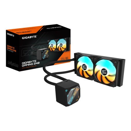 GIGABYTE GAMING 240 Dissipatore a Liquido per CPU - 2x120mm Ventole ARGB, meccanismo di bloccaggio a scorrimento, DAISY-CHAIN, C (28400-GM240-1CBR)