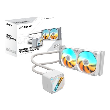 GIGABYTE GAMING 240 ICE Dissipatore a Liquido per CPU - 2x120mm Ventole ARGB, meccanismo di bloccaggio a scorrimento, DAISY-CHAI (28400-GM24I-1CWR)