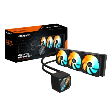 GIGABYTE GAMING 360 Raffreddamento Liquido per CPU - 3x120 mm Ventole ARGB, Meccanismo di bloccaggio a scorrimento, DAISY-CHAIN, (28400GM3602CBR)