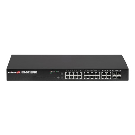 Edimax GS-5416PLC switch di rete Gestito Gigabit Ethernet (10/100/1000) Supporto Power over Ethernet (PoE) 1U Nero (GS-5416PLC)