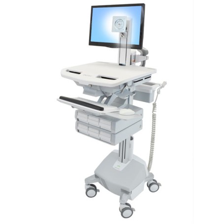 Ergotron StyleView Alluminio, Grigio, Bianco Pannello piatto Carrello multimediale (SV44-1362-2)