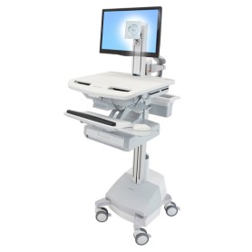 Ergotron StyleView Alluminio, Grigio, Bianco Pannello piatto Carrello multimediale (SV44-1311-2)