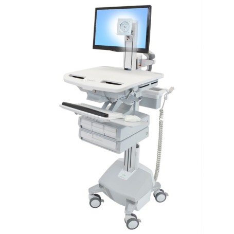 Ergotron StyleView Alluminio, Grigio, Bianco Pannello piatto Carrello multimediale (SV44-1342-2)