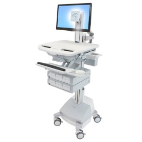 Ergotron StyleView Alluminio, Grigio, Bianco Pannello piatto Carrello multimediale (SV44-1361-2)