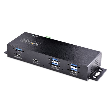 StarTech.com Hub USB a 7 porte industriale da 10 Gbps con alimentatore, in metallo, montabile, 5 porte USB-A e 2 porte USB-C dow (HB31C5A2CME)