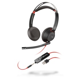 POLY Blackwire 5220 Cuffia Padiglione auricolare Connettore 3.5 mm USB tipo A Nero, Rosso (207576-03)